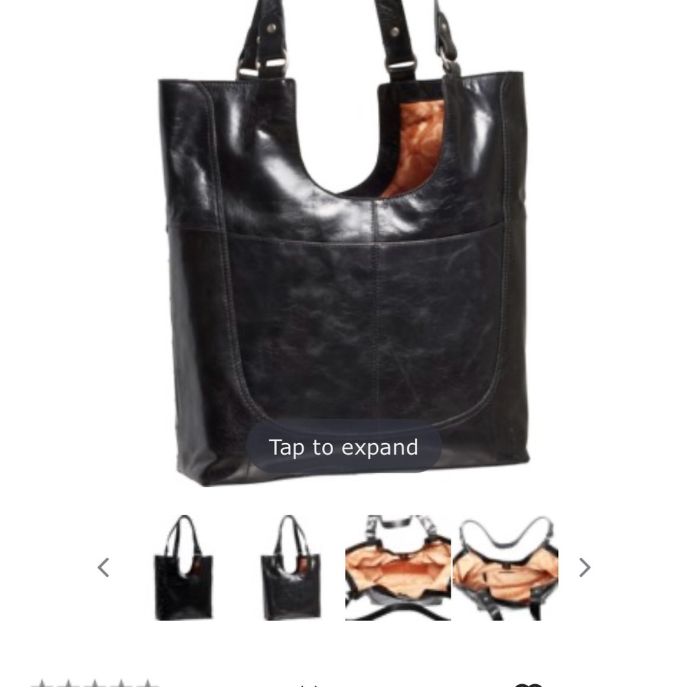 Lucky Brand Black Leather Tote with Tan Accents